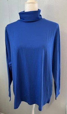 Lands' End Shaped Fit Royal Blue Women's Stretch  Turtleneck - 1X (16W-18W) - Image 1 of 2