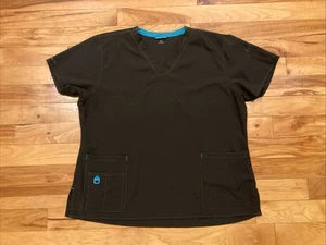 Carhartt Scrub Top Womens 2XL Black V Neck Medical Nurse Doc Shirt Force C12110 - Picture 1 of 10