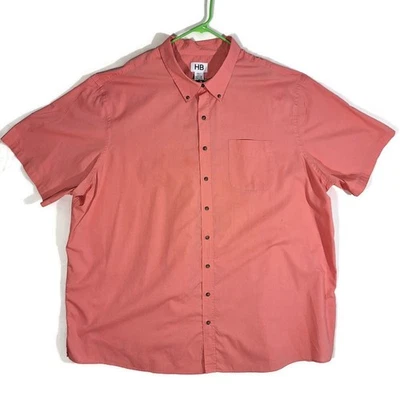 Harbor Bay Button Down Shirt Mens 4XLT Raspberry Short Sleeve Pocket - Image 1 of 4