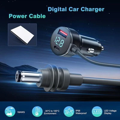 For Starlink Mini Digital Car Charger DC Waterproof Car 18AWG Power Cable 3/5m - Image 1 of 4