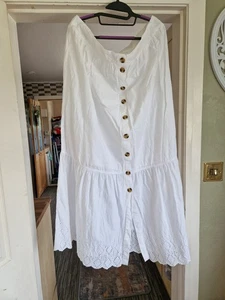 Next Size 20 Tall Beautiful Broderie Anglais Skirt Part Lined Bnwot - Picture 1 of 6