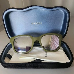 100% AUTHENTIC GUCCI GG1139S 002 POLISH OLIVE - GOLD / SILVER SUNGLASSES - Picture 1 of 5