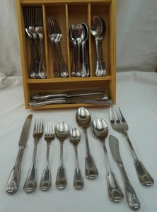 Towle London Shell Germany 54 Pieces Dinner Salad Fork Tea Soup Spoon Knife Serv - Picture 1 of 14