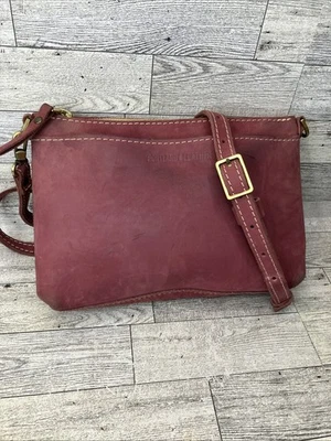 Portland Suede Leather Goods Crossbody Bag Purple Plum Zip Purse 10x7 - Image 1 of 4