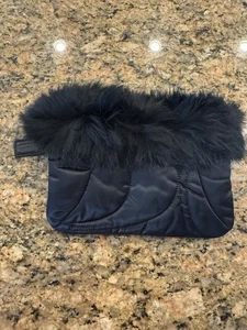 Coach Sateen Signature Black Quilted Wristlet with Real Fur Trim - Picture 1 of 4