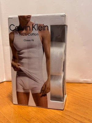 Men's Calvin Klein Classic Fit 100% Cotton Tank White Size Medium (2-pack only) - Image 1 of 4