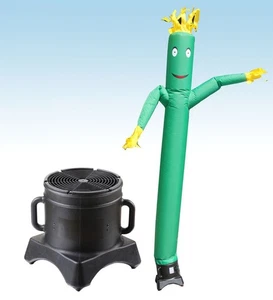 Tubo inflable publicitario hombre 12 pies verde inflable ondulado mosca chico con soplador - Imagen 1 de 4