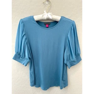 VINCE CAMUTO | Blue Puff Sleeve Blouse Feminine Sheer Sleeve Top | Medium - Picture 1 of 6
