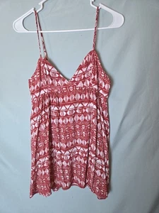 Forever 21 Gr. S rot weiß Island Tropical Print Tie Bk ärmellos Babydoll Top - Bild 1 von 9