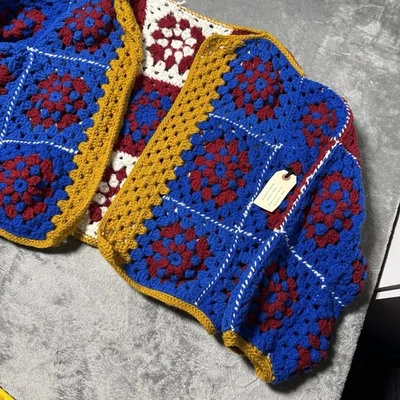 VTG 90s Handmade Grandma Crochet Oversized Open Cardigan One Size Fits Most - Image 1 of 4