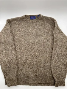 Vintage Pendleton 100% Shetland Wool Sweater Men's X-Large Brown Crewneck Preppy - Picture 1 of 9
