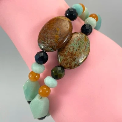 Barse Gold Tone Toggle Clasp Jasper Aventurine Bulls Eye Gem Stone Bracelet - Image 1 of 4