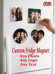 Personalised Fridge Magnet Custom Photo Logo & Text | Glossy Gift UK - Picture 1 of 12