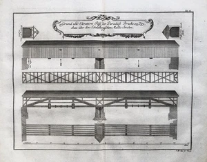 Zwickau Paradiesbrücke Mulde Sachsen Ansicht Kupferstich engraving 1735 224294 - Bild 1 von 1