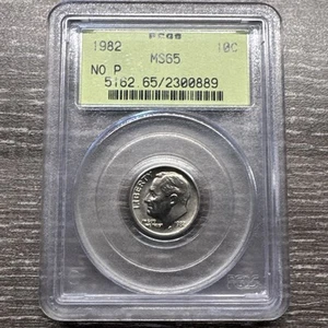 1982 *NO P* Variety FS-501 PCGS MS-65 Old Green Holder NO MINTMARK - Picture 1 of 5