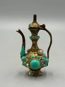 Antique 20th c. Asian Middle East Brass Mininature Ewer Pitcher 4 1/2'' - Picture 1 of 11