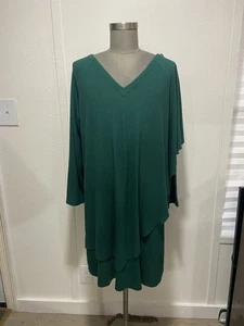 ¡NUEVO CON ETIQUETAS! Vestido recto Soft Surroundings Marla asimétrico verde joya oscura talla 2X - Imagen 1 de 10