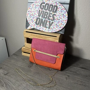 Pureology Pink And Orange Slim Chain Link Crossbody Handbag New Without Tags - Picture 1 of 12