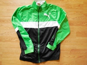NEW PUMA Kids Boy Sport Life Style Zip Front Jacket Size XL Green Black White - Picture 1 of 6