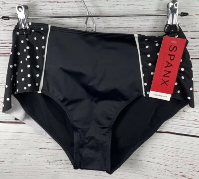 SPANX Swim Bottom Size Medium Black Shape Wear Skirted $68 Beach Classic  B1 - Image 1 of 4