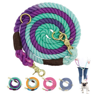 Braided Rainbow Rope Dog Lead Hands Pet Puppy Hands Free Walking Lead 2 O-ring 