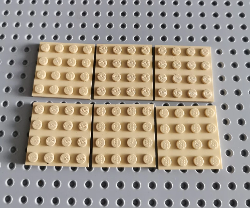 LEGO Platte Bauplatte Basisplatte flach 6 stk beige 4x4 tan Plate 3031 R2 - Bild 1 von 1