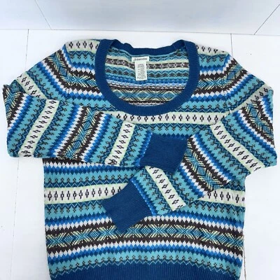 Antigo Suéter Feminino St. John's Bay Azul Verde Ilha Justa Mistura Angorá Grande LS - Imagem 1 de 4