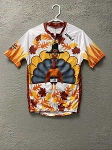 2 XU Cycling Jersey Men’s M Orange Black USA Triathlon Zip /75-65 - Picture 1 of 10