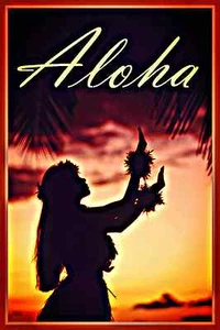 ALOHA! METALLSCHILD 8X12 INDOOR OUTDOOR LUAU TIKI BAR STRAND HULA TÄNZERIN WILLKOMMEN - Bild 1 von 1