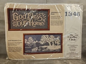 NIP God Bless Our Home Counted Cross Stitch Kit Cabin Lake White - Picture 1 of 9