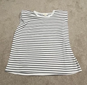 Maeve By Anthropologie XL Sleeveless Black and White Striped Top W/Shoulder Pads - Picture 1 of 8