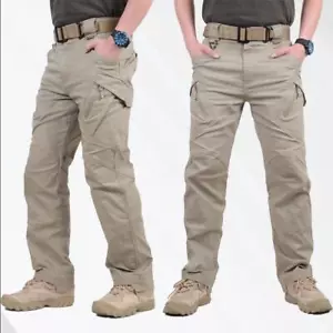 Tactical Mens Cargo Pants Partial Waterproof Work Hiking Combat Outdoor Trousers - Picture 1 of 13