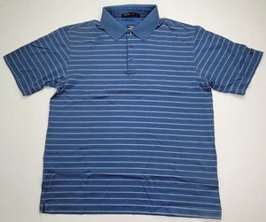 Nike Tiger Woods Collection Men's Fit Dry Blue Striped Polo Golf Shirt Medium - Picture 1 of 9