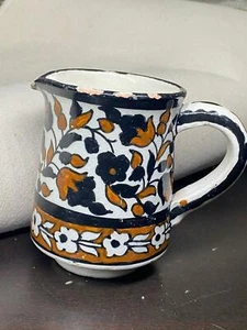 Ceramic Cup Jug Milk Hebron Crafts Handmade Painting Decor Multicolor 3" Home  - Picture 1 of 10