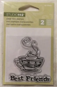 Studio 112 2er Set Clear Mini Stamps 60-30326 Kaffeetasse & BEST FRIENDS Neu - Bild 1 von 3