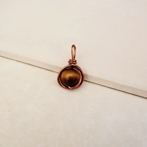 Tigers Eye Pendant Copper Mens Unisex Gemstone Handmade Pendant Gift Wrapped - Picture 1 of 4