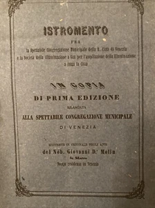 Contratto Tra Società Gas È Comune Venezia Per Illuminazione 1864 RRR - Foto 1 di 7
