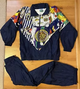 Vintage Windbreaker Trainingsanzug Mantel Jogging Fünfkampf 2tlg Maritim Damen M - Bild 1 von 9