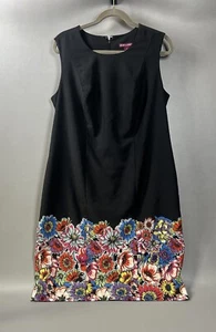 JESSICA LONDON Plus Sz 16 Shift Dress Black Pink Orange Blue Floral Sleeveless - Picture 1 of 5