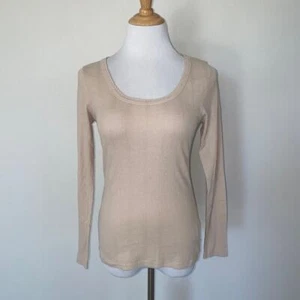 THE GREAT. The Pointelle Sleep Ballet Tee L/S - Cement Size 3 Large - Picture 1 of 5