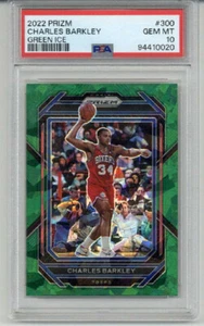2022 PANINI PRIZM GREEN ICE #300 CHARLES BARKLEY PHILADELPHIA 76ERS PSA 10 RARE - Picture 1 of 2