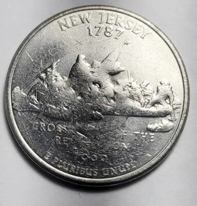 1999(D) New Jersey State Quarter, USA Die Setup Strike Error - Picture 1 of 2