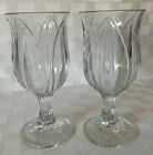 TWO Vintage Clear POMPANO TULIP Cristal D'Arques Durand WATER GOBLET Tea Glasses