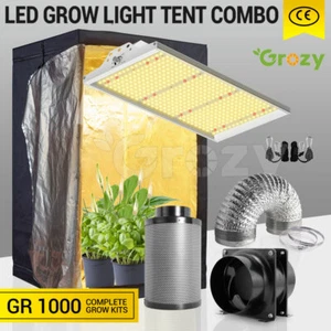 GROZY Q1000 LED Grow Light Tent 120x120x200 Ventilation Fan Combo Complete Kits - Picture 1 of 12