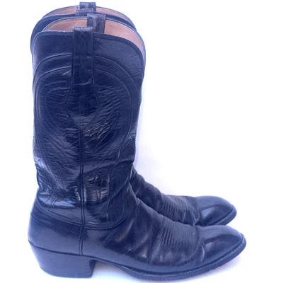 Lucchese Classics Western Cowboy Boots Mens Size 12 A Black Goat Leather 3L331 - Image 1 of 4