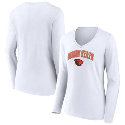 Women's White Oregon State Beavers Campus Long Sleeve V-Neck T-Shirt - Image 1 of 3