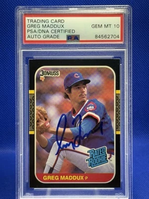 Greg Maddux Signed 1987 Donruss Rookie Card RC #36 PSA GEM MT 10 (B) - Image 1 of 2