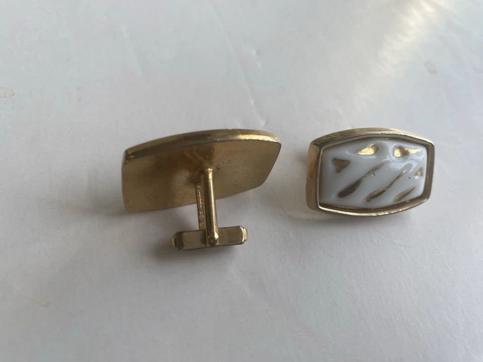 Gemelos de cerámica blanca dorado de moda para hombre Foto 1 de 4