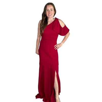 Maxi Vestido Para Mujer PARKER Etiqueta Negra Vibrante Rojo Audaz Un Hombro Talla 8  Foto 1 de 4