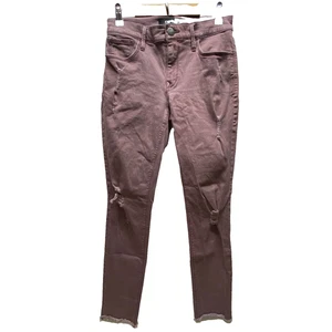 Express Jeans Women's 0R Mid-Rise Ankle Leggings Dusty Purple Raw Hem Distressed - Picture 1 of 11
